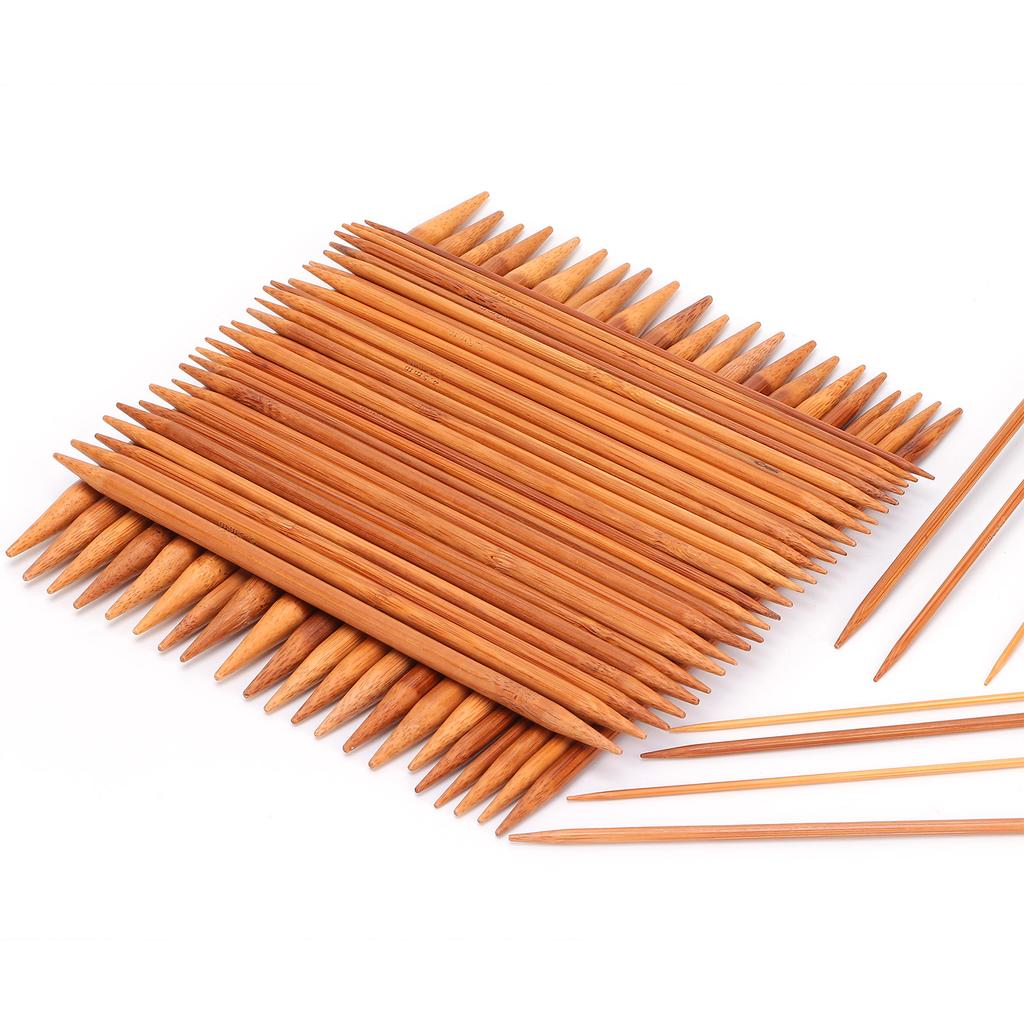 75 Pcs Double Pointed Knitting Needles 20cm7.8in Carbonized Bamboo Knitting Needles Set 15 Sizes