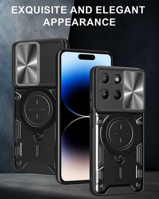Роскошный магнитный чехол с держателем 360° для Motorola Moto G86 G56 G15 G55 G75 G35/Edge 50Pro, противоударный, с выдвижной защитой камеры