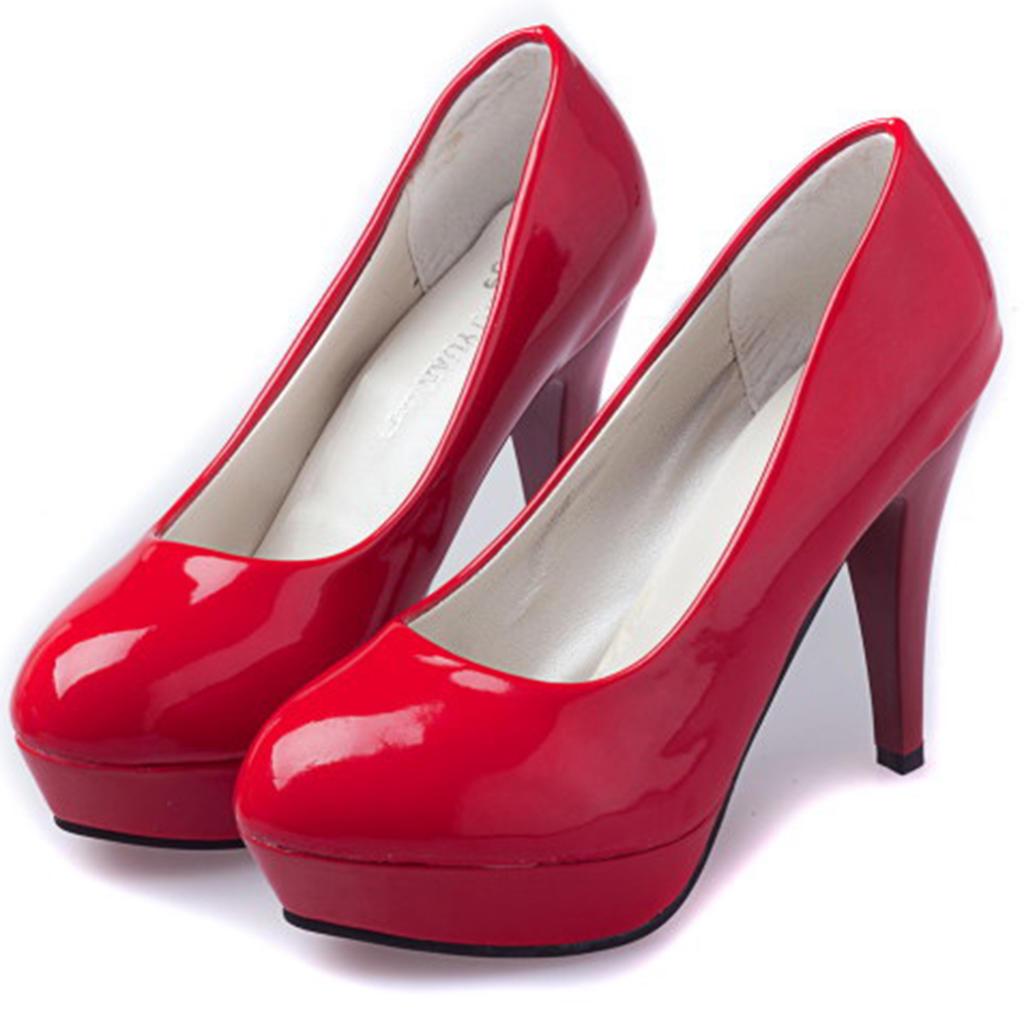 Casual Shoes Fashion Women Platform Pumps Round High Heels Office Shoes