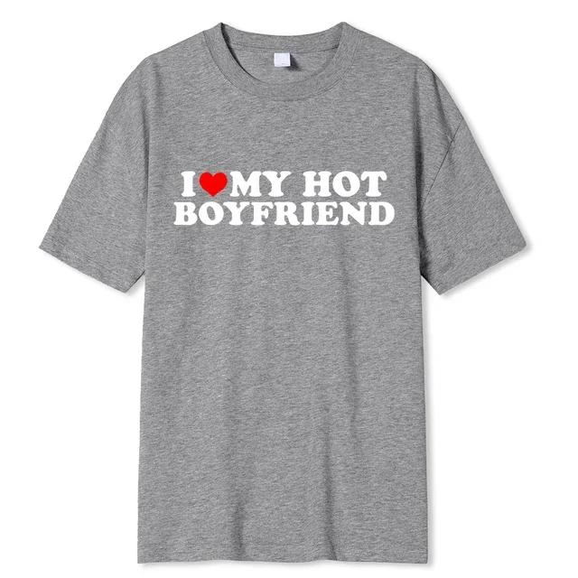 Винтажная забавная футболка с надписью «I Love My Hot Girlfriend Boyfriend» для пар, мужская хлопковая футболка для бойфрендов, повседневная спортивная уличная одежда