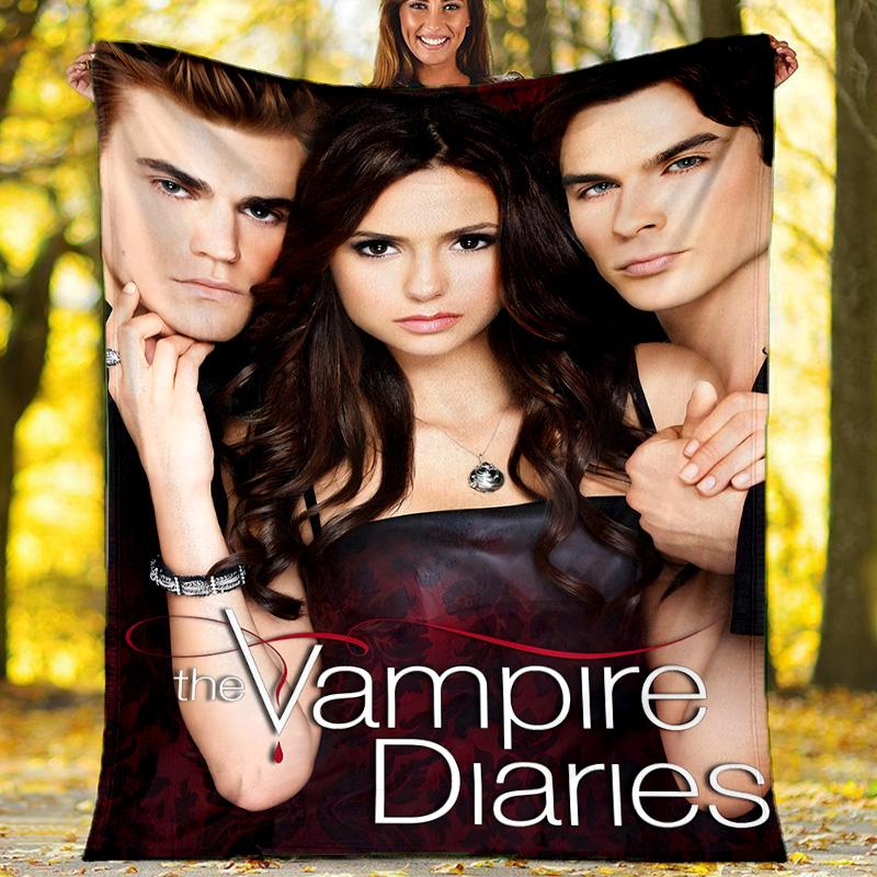 1pc The Vampire Diaries3 Theme Soft Flannel Throw Blanket - Digital Print, Polyester, Cozy for All Seasons, Perfect for Outdoor, and Travel
