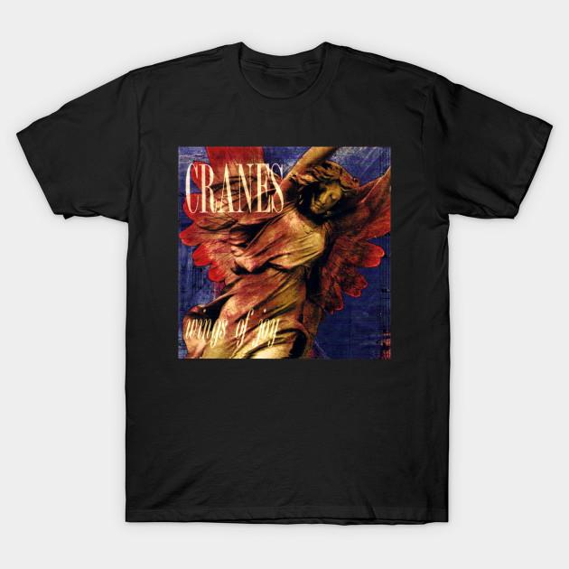 Asian Size Men Black Print T-shirt Album - Cranes Wings Of Joy 1991 No-Cut Heat Transfer Print Cotton Tshirt