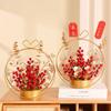 New Year Decoration Fortune Fruit Holly Red Berry Iron Flower Basket Moving To New Home Desktop Simulation Flower Ornaments