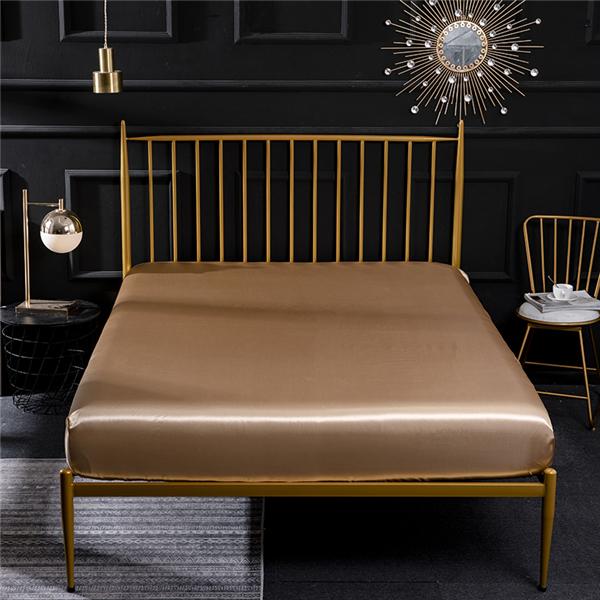 2026Сатиновая шелковая простыня на резинке однотонная простыня эластичная лента наматрасник простыни покрывало для кровати размер квин кинг