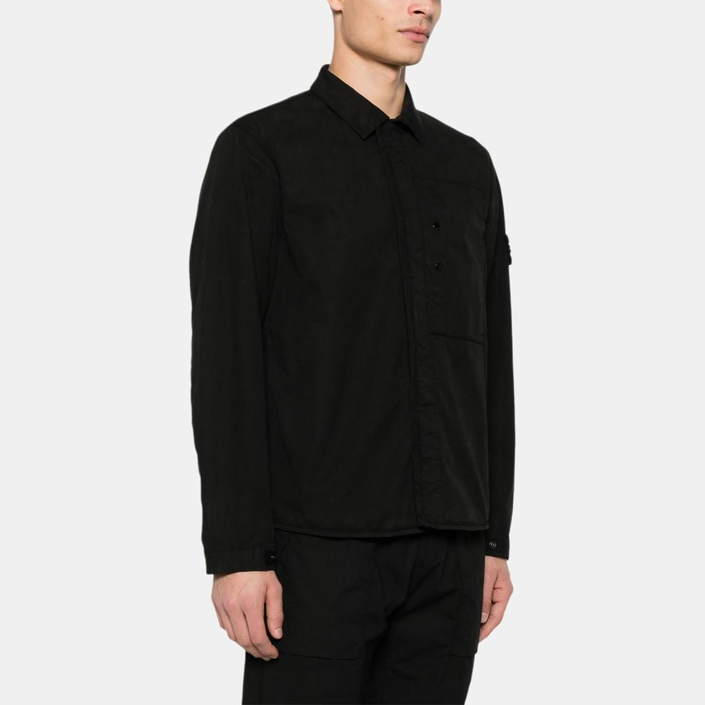 STONE ISLAND SS25 Хлопок Супима Однотонный Скрытая планка с одной стороны Нагрудный карман Логотип Рубашка-куртка с длинным рукавом Мужские куртки K1S151200033S0010-V0029