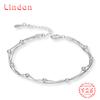 Lindon Women Zircon 925 Sterling Silver Jewelry Geometric Bead Chain Link Bracelet Fashion Fine Wedding Gift for Girlfriend