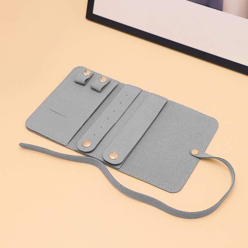 Portable Jewelry Storage Bag PU Leather Necklace Organizer Roll Bags Foldable Earring Ring Gifts Pouch for Women Travel