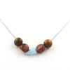 Stones and Minerals. 8mm Wooden Bead Necklace + Brazilian Ruby + Brazilian Aquamarine Stainless Steel Chain.