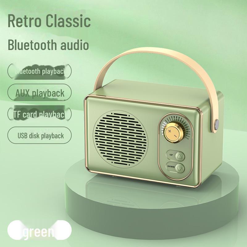 Портативный ретро мини Bluetooth-динамик с USB, TF-картой, FM и высококачественным звуком для использования на открытом воздухе