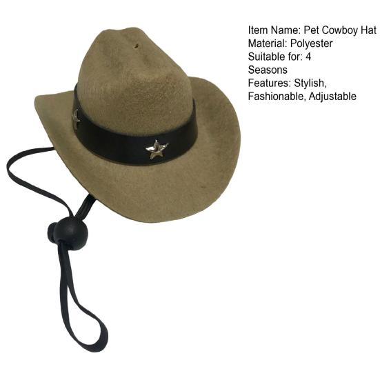Шляпа ковбоя для питомца, регулируемый мини-костюм ковбоя с ремешком на подбородке для вечеринок на Хэллоуин, Рождество