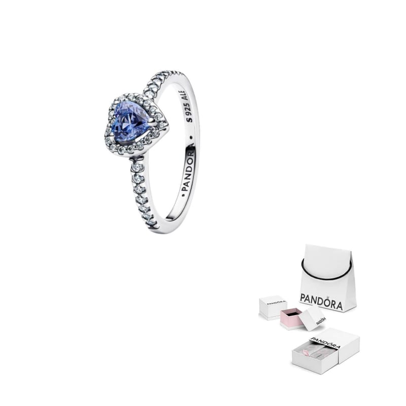 Pandora 925 Sterling Silver Glass Synthetic Cubic Zirconia Rings Women's Blue 198421C05-