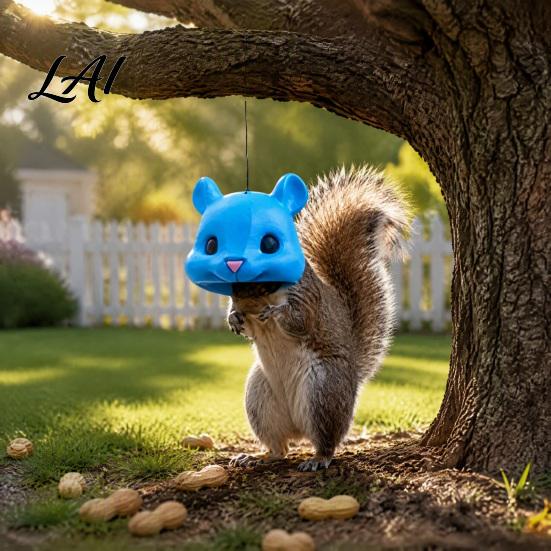 Funny Yard Entertainment Accessory Squirrel Head Feeder Animal Face Design Hanging Feeder Wildlife Feeding Station for Outdoor Garden Backyard Patio