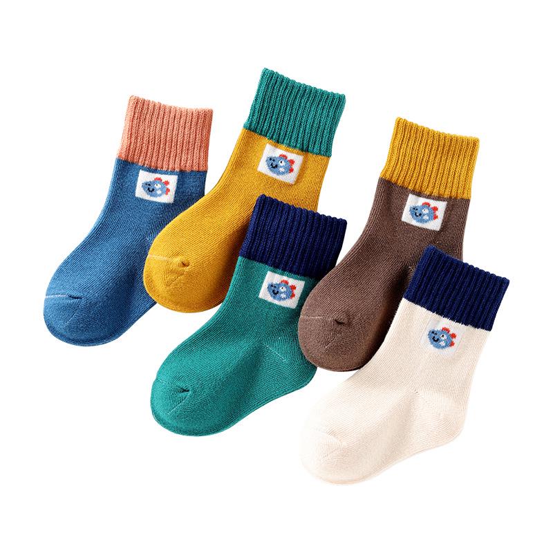 5 пар - Детские толстые осенние и зимние носки, теплые, средней длины для мальчиков и девочек