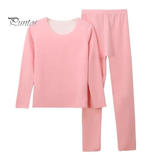 Комплект из 2 предметов, зимний женский термобелье, бесшовный, с круглым вырезом, с длинным рукавом, теплый, облегающий, высокоэластичный, для холодной погоды, пижамный комплект, домашняя одежда, одежда для сна