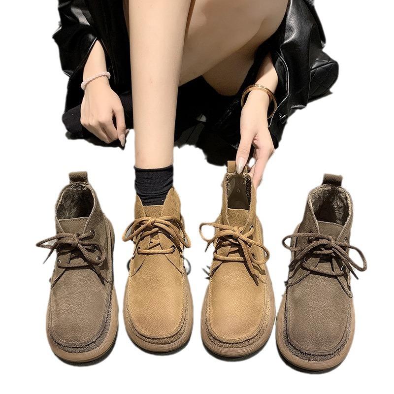 Туфли на плоской подошве женские из натуральной кожи с круглым носком, прошитые, на шнуровке, на толстой подошве, женские туфли на низком каблуке, ручная работа, большой размер