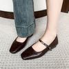 2025 New Genuine Shoes Mary Janes Square Toe Low Heels Solid Color Offcie Dress Daily Female Shoes