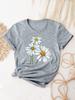 Women's Daisy Print T-shirt Fashion Illustration Tee Simple Design Showing Natural And Elegant Style Suitable for Daily Leisure