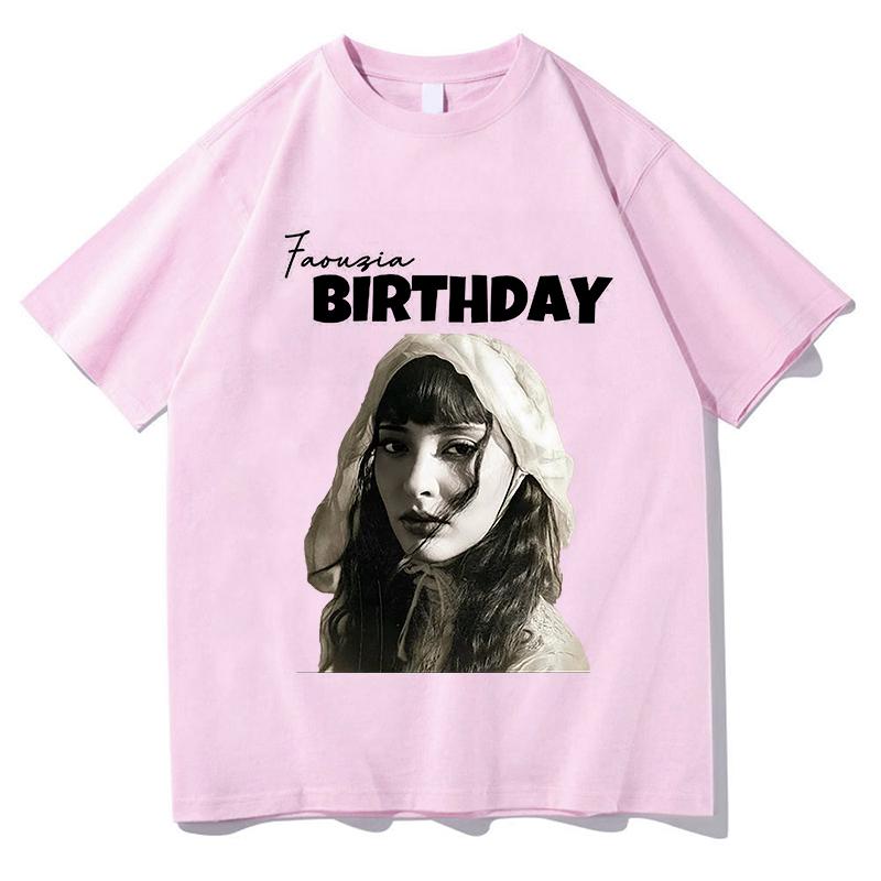 2026 Summer Cotton Faouzia BIRTHDAY Printed TShirts Vintage Graphic Tees Unisex Unisex Loose Casual Hip Hop Streetwear Comfort Tops