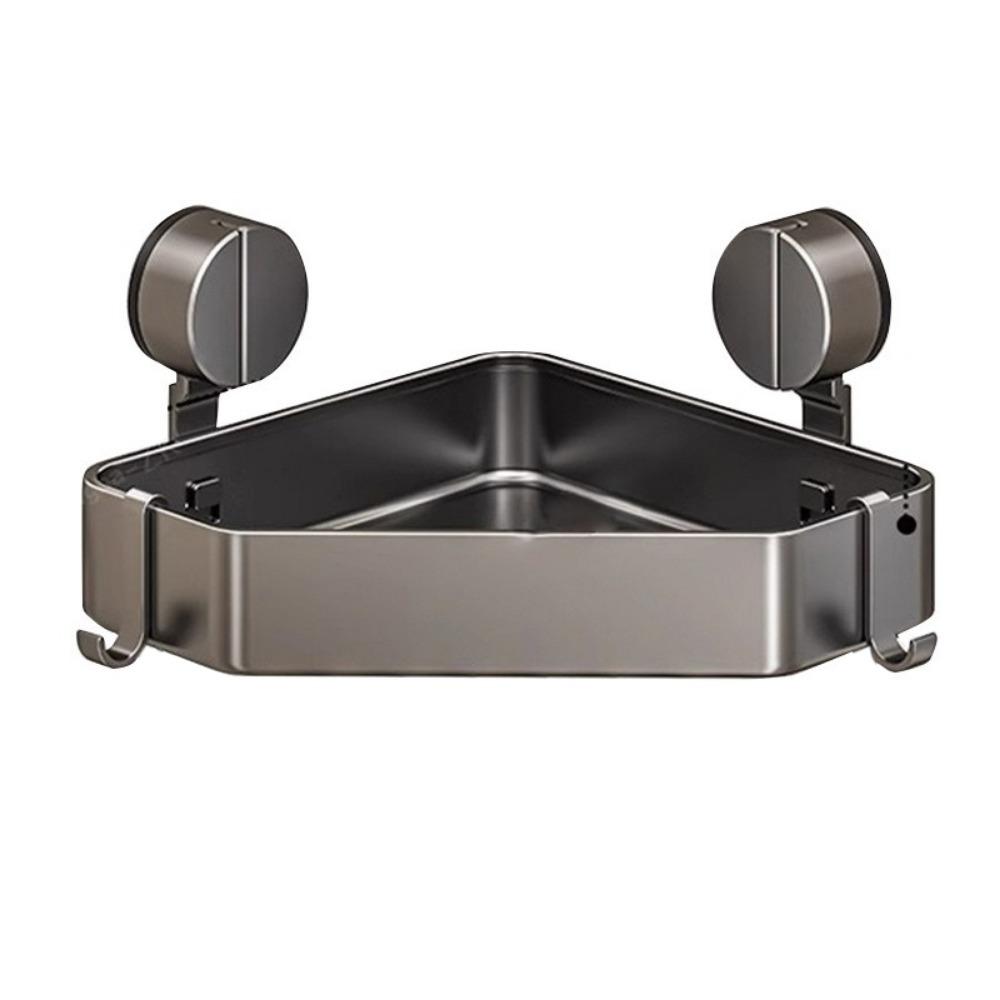 No Drilling Suction Cup Triangle Storage Rack Large Capacity Space Saving Wall Corner Shelf Strong Load-bearing Rustproof