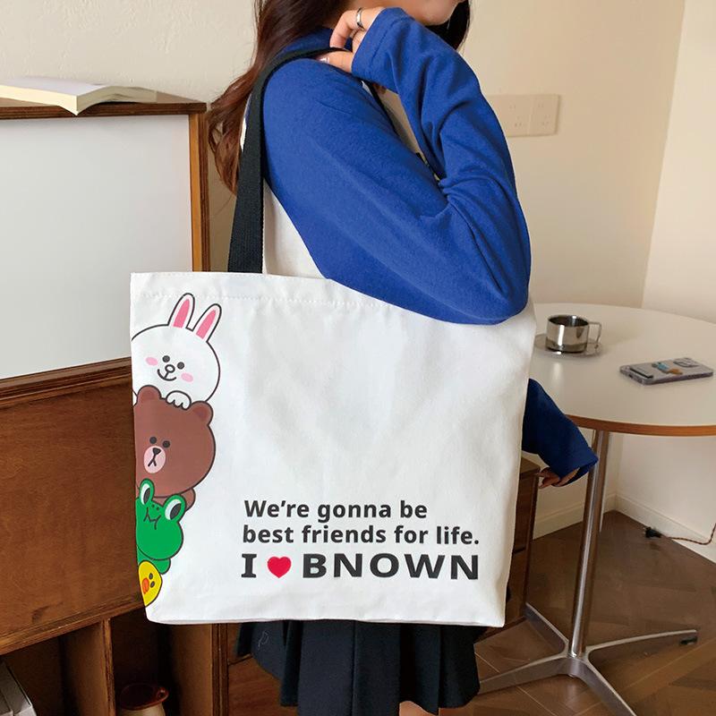 Холщовая сумка женская студенческая сумка для занятий милая сумка для поездок на работу большая вместимость сумка на плечо