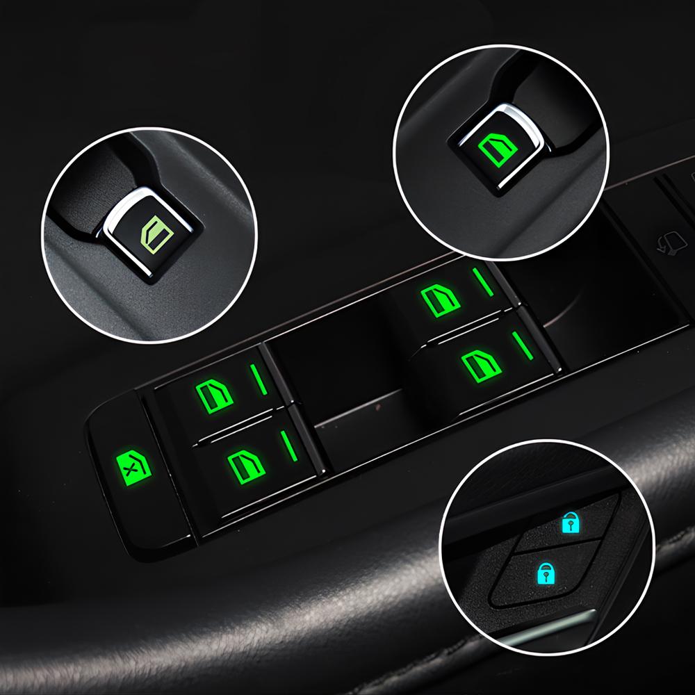 1/2 шт., автомобильный стайлинг, светящиеся наклейки на переключатель окна, ночная светящаяся кнопка, автонаклейки, универсальные, зеленые, оранжевые, синие