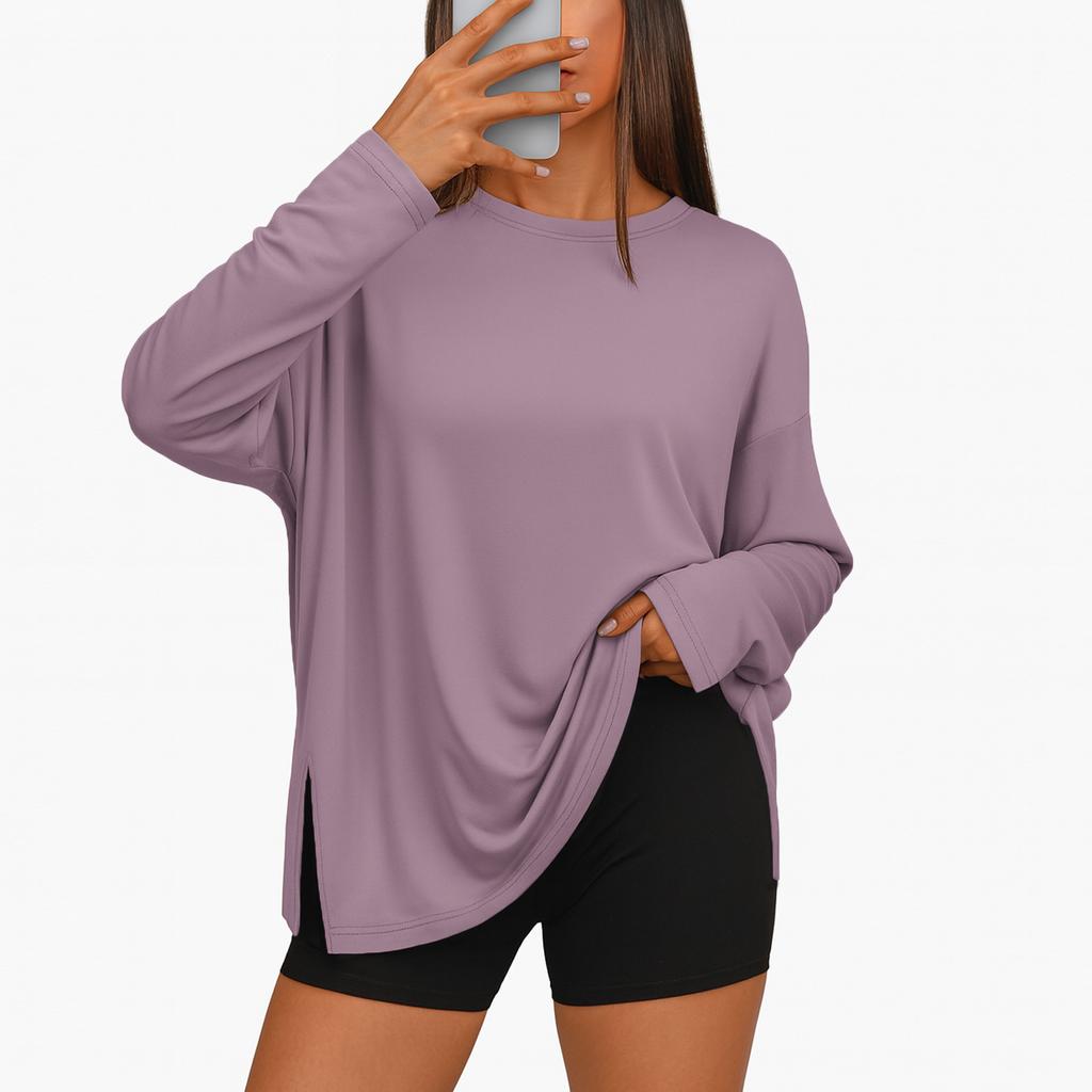 Womens Oversized Long Sleeve T Shirts  Basic Crewneck Tee Fall Tops Casual Pullover
