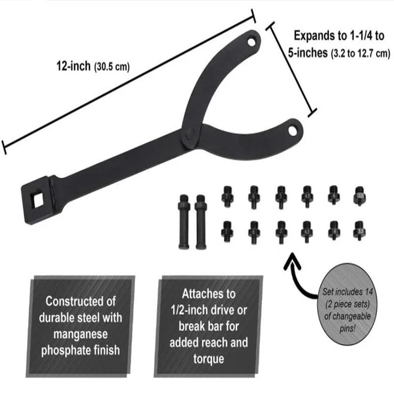 Регулируемый разводной штифтовой ключ 1/2 дюйма Инструмент Съемник шкива