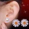 Weihua Sunflower Daisy Silver Stud Earrings - Women’s Fashion Jewelry