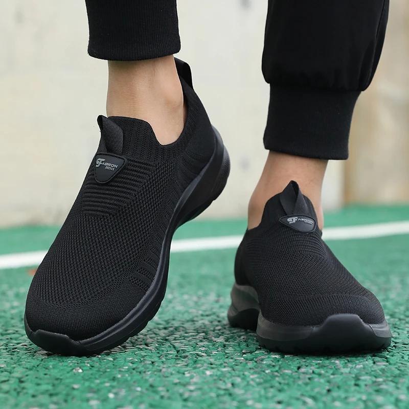 Casual Sports Shoes Men's Vulcanized Shoes Mesh Flat Bottomed Men Breathable Slip In Running Shoes Designer Regalos Para Hombre
