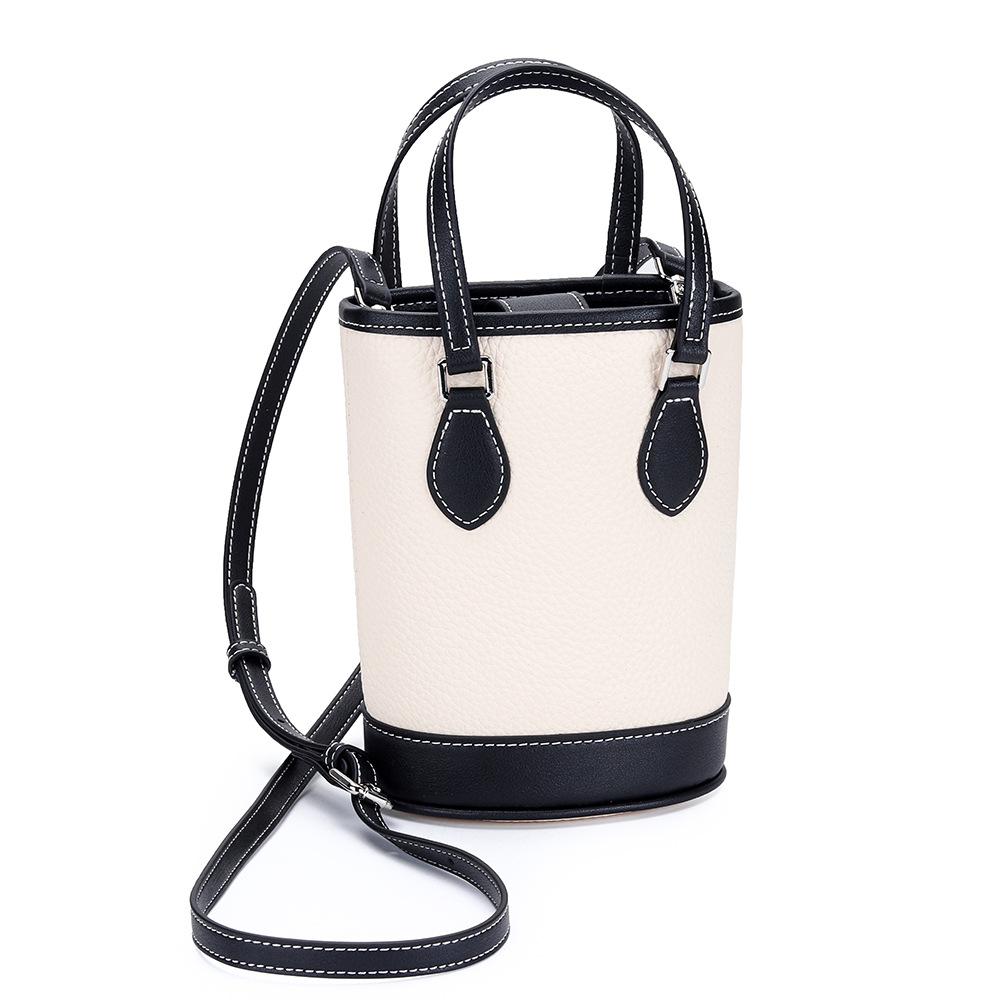 Luxury Women Cross Body Bags Trendy Genuine Cow Leather Lunch Bag Bucket Bag Food Basket Amazon Picnic Handbag Soft Top-handle