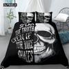 Skull Duvet Cover Set Queen Black Skeleton Paisley Floral Pattern Bedding Set for Teen Adult Polyester Halloween Comforter Cover