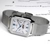 Salvatore Marra Square Moon Phase Watch with Stainless Steel Mesh Limited Edition Silver and White Men's Multi-Calendar, Strap, (SM24112-SSWHM)