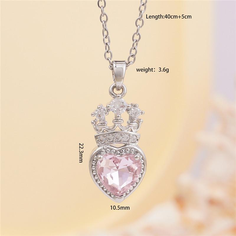 High Grade Crown Heart Zircon Pendant Necklace Stainless Steel Chains Geometric Choker Jewelry Party Gifts For Women Girls