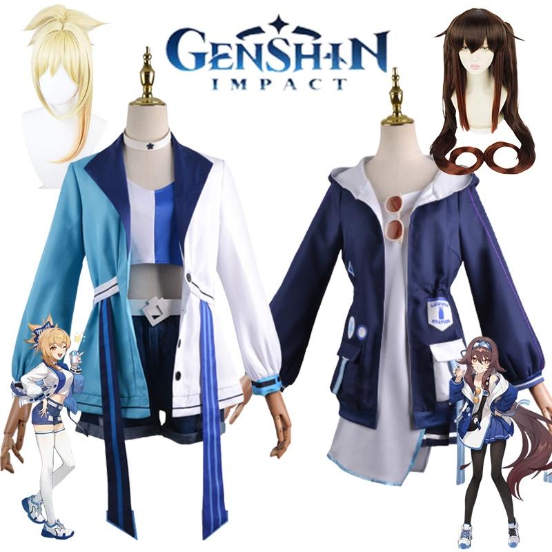 Костюм Косплей Ху Тао Ёимия из Genshin Impact Парик Для Хэллоуина