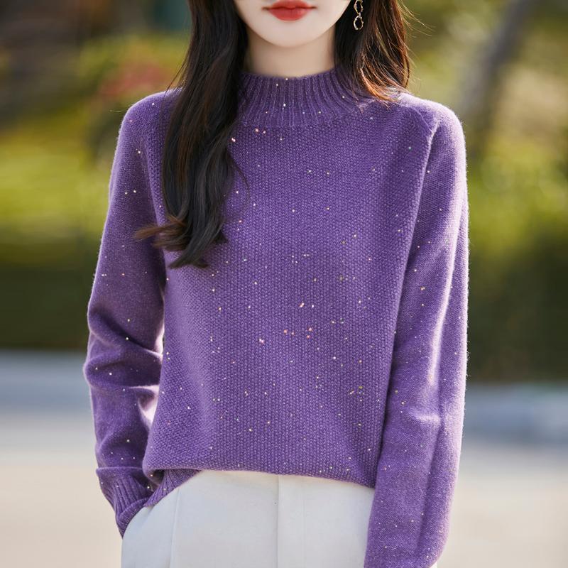 Женский кашемировый свитер Qinghe Cashmere 30% Кашемир 70% Шерсть Осенне-зимний кашемировый пуловер Мягкий и теплый