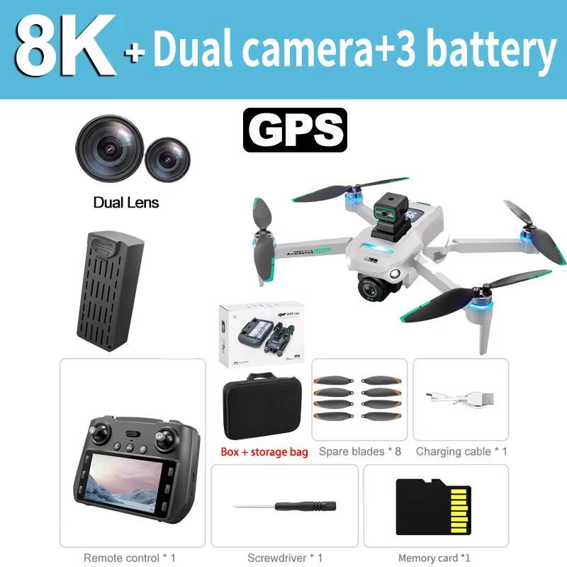 2025 S159 GPS RC Drone 5G 8K HD ESC Photography Двойная камера Professional WIFI FPV Backhaul Screen Obstacle Avoiding Butterfly Quadcopter Toy