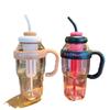 Кружка для воды большой вместимости, мужская и женская кружка Big Mac высокого качества для льда с ручкой и соломинкой, летняя пластиковая кружка для воды