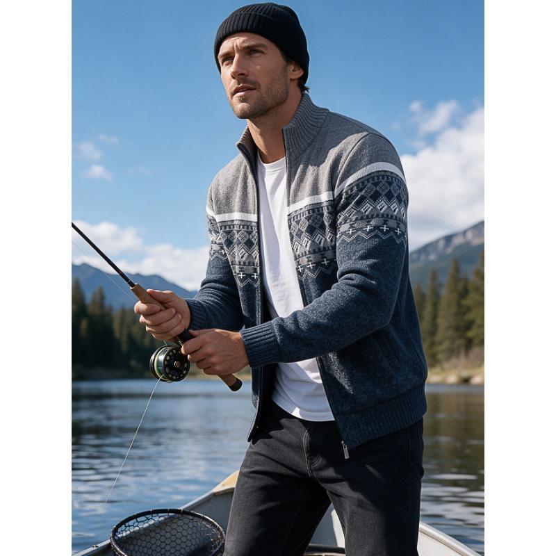 Men S Thick Fleece Long Sleeve Knitted Cardigan Casual Winter Sweater