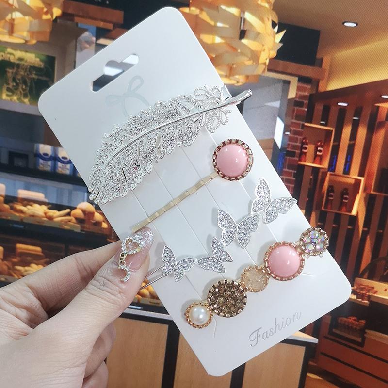 Корея Блестящий Кристалл Набор Заколок для Волос Модные Аксессуары для Волос Тренд для Женщин Девушка Жемчуг Стразы Заколка Боковая Заколка для Волос