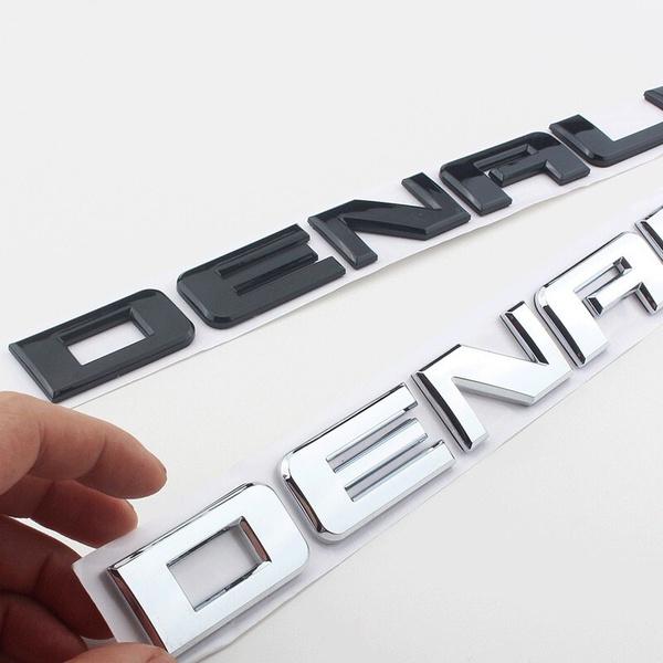 Silver Black For GMC SIERRA DENALI Rear Trunk Side Body Nameplate Logo Emblem Letters Sticker ABS Stereo 3D Car Styling