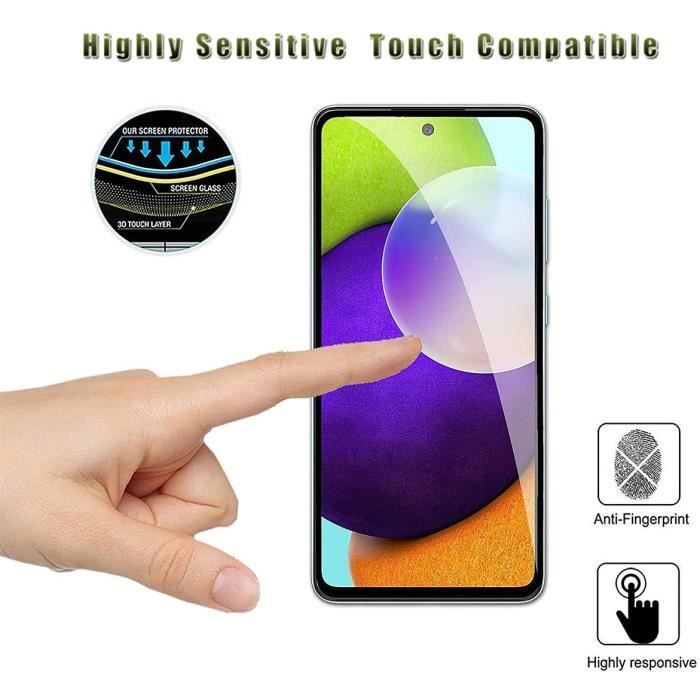 Verre trempé intégral pour Samsung A52 5G (6,5") Pack de 4 Films Ecran Noir Installation facile Anti trace