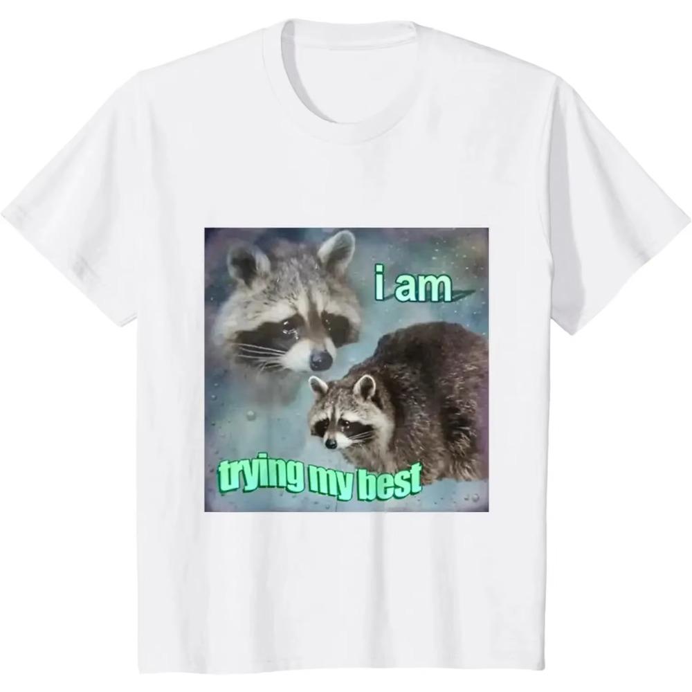 Забавная футболка с изображением головы енота с изображением лунного енота и изображением головы енота для мужчин, женщин и детей, повседневная хлопковая футболка на все времена года, уличная одежда