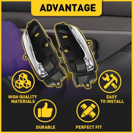 Interior Ide Inner Fit Handle 2003-2007 Door Accord Honda Black Replacement