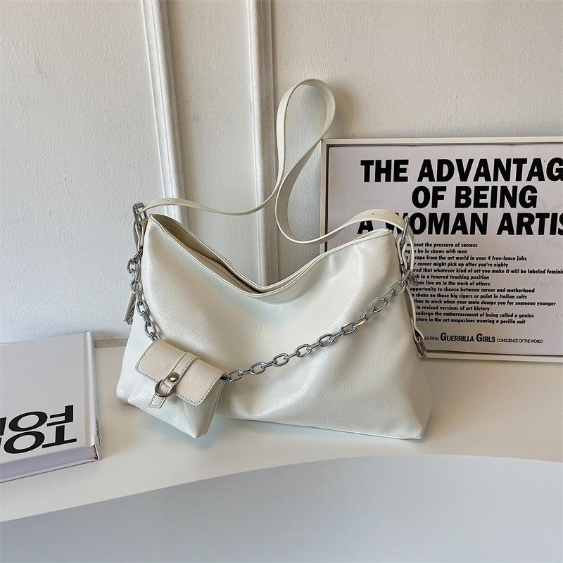 Silver Soft Shoulder Crossbody Bags for Women Trend Fashion PU Leather Designer Handbags Female Underarm Bag with Purse