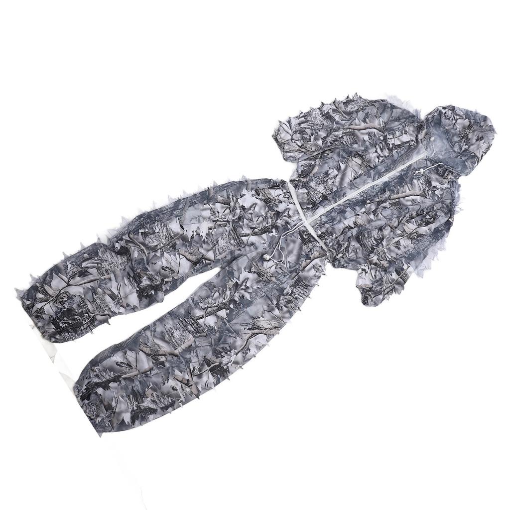 Snow Wild Camouflage Ghillie Suit 3D Leaf Jackets and Pants Set Clothes for Hunting