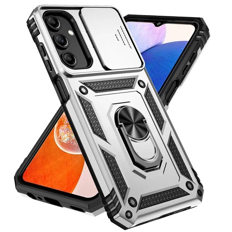 Чехол для телефона с защитой камеры Slide Camera Lens Grade Armor для Samsung Galaxy A73 A72 A56 A54 A36 A16 A15 A25 A35 A55 5G с кольцом-подставкой