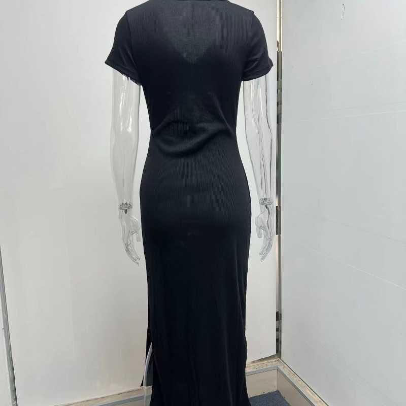 2022 Spring Summer Women's Fashion Knitted Dress Female Sexy Navel High Waist Slit Lace-up Pleated Dress Ladies Temperament Slim Long Dress