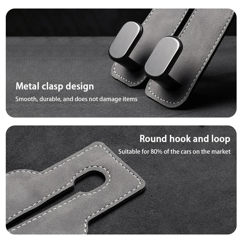 2 in 1 Quality Car Headrest Hook Premium Suede Rear Seat Hanging Dual Hook 20KG Large Load-Bearing Hook Hanger ABS/Metal Hook