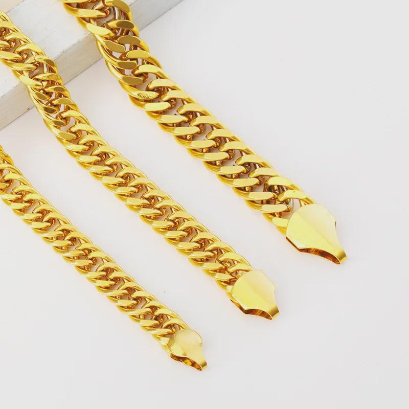 Мужское ретро-колье с двойной пряжкой из искусственного золота с отделкой вьетнамского песочного золота