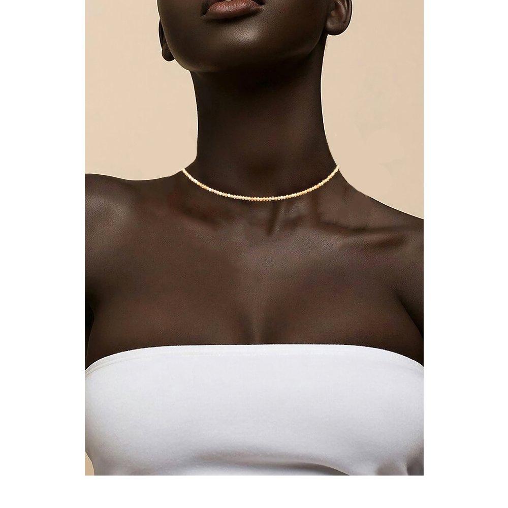 [Hazina] 2mm Peach Moonstone Necklace